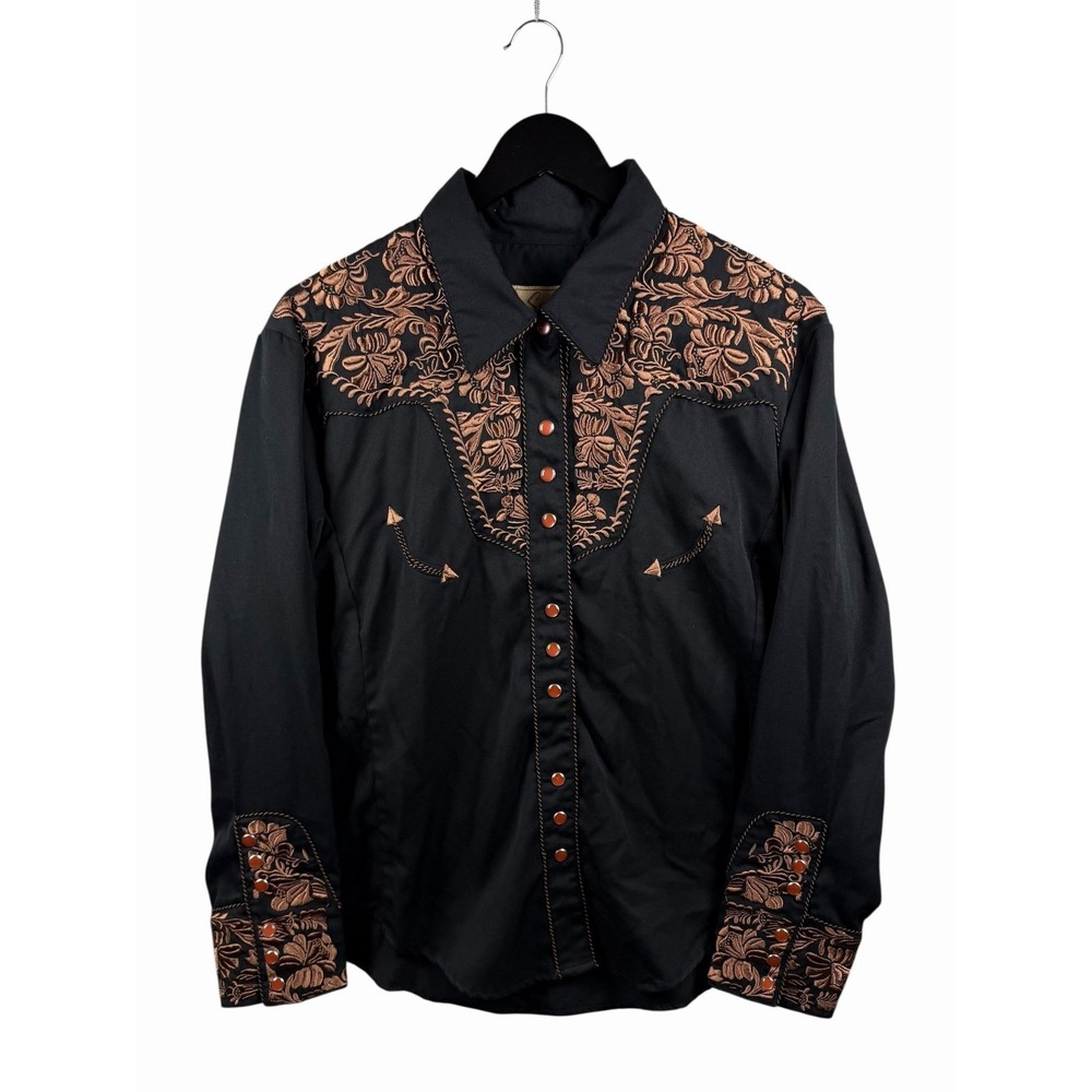 Scully Women's 2XL Floral Embroidered Western Black Shirt - PL-654 - Picture 3 of 9